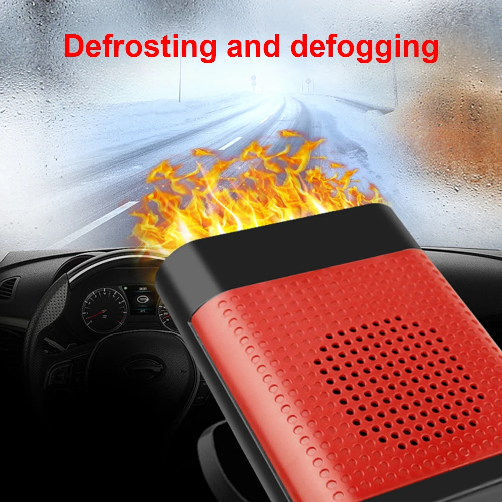 12/24V Portable Car Heater 360 Rotating Windscreen Defroster Demister 1200W Heater Fan Combo Defogging Defrosting Heating Fan