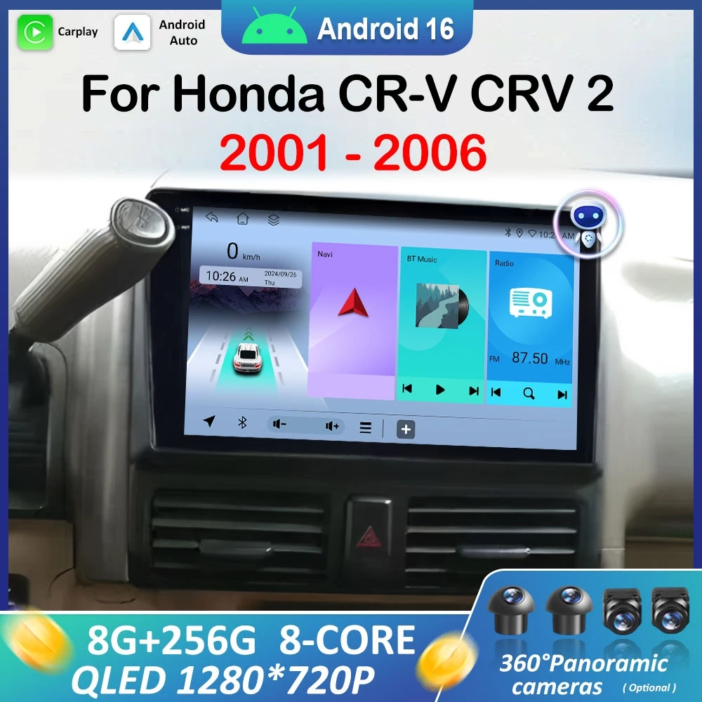

9 inch Touch Screen for Honda CR-V CRV 2 2001 2002 2003 - 2006 GPS Android System Carplay Car Video Multimedia Player DSP Stereo