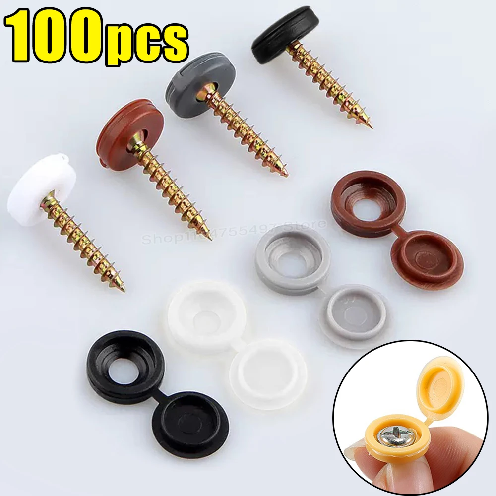

Hinged Screw Decorative Cover Caps Plastic Nail Screws Cap Snap Folding Buckle for Car Furniture Nuts Washer Pad Bolts Flip Tops