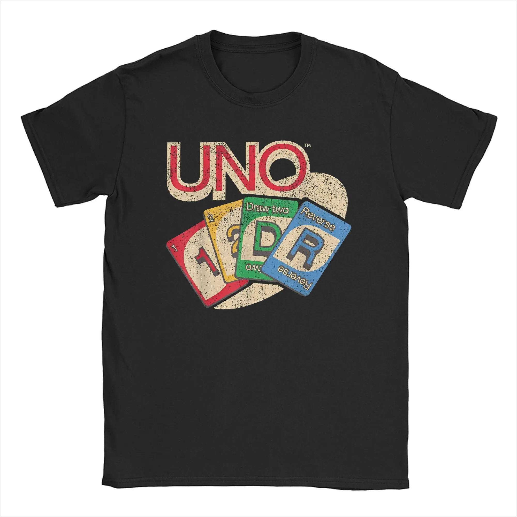 U-UNO-O Card Spread With Logo T-Shirt Men Board Games Funny 100% Cotton Tees Round Neck Short Sleeve T Shirt Gift merchandise