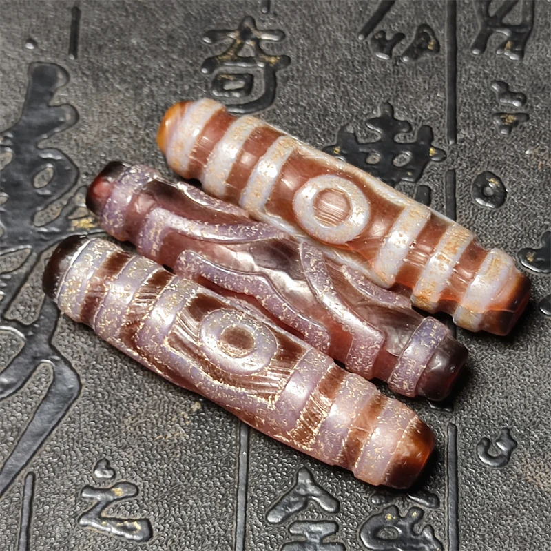 Etched Natural Agate Stone Tibetan 3 Eyes Totem Caramel Agate Dzi Beads Men&Momen Amulet Jewelry Necklace Pendant Free Shipping