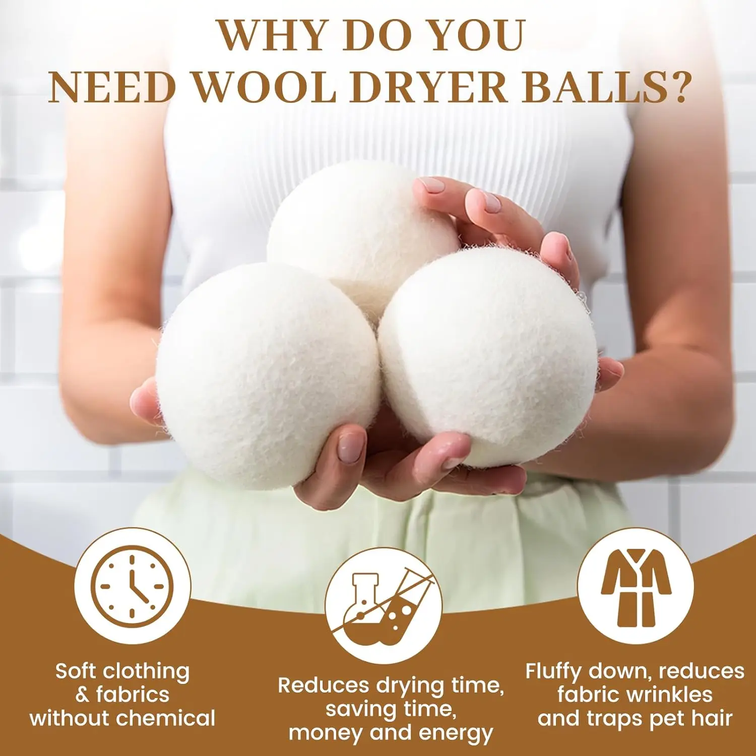Wool drying ball, natural fabric softener and static reducer, reusable laundry ball, environmentally friendly, 4-piece set