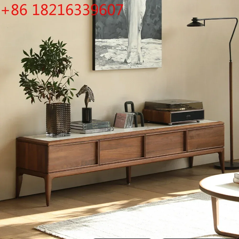 

Легкая роскошная тарелка из черного орехового камня, ТВ-шкаф и чайный столик, комбинированный минималистичный стиль для гостиной, полный набор из массива дерева