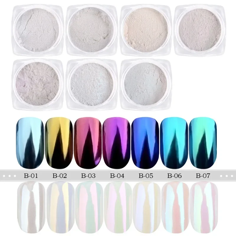 Witte Aurora Chrome Parel Nagels Glitter Poeder Shimmer Zeemeermin Pigment Stof Poeder Voor Nail Art charms Decoraties accessoires