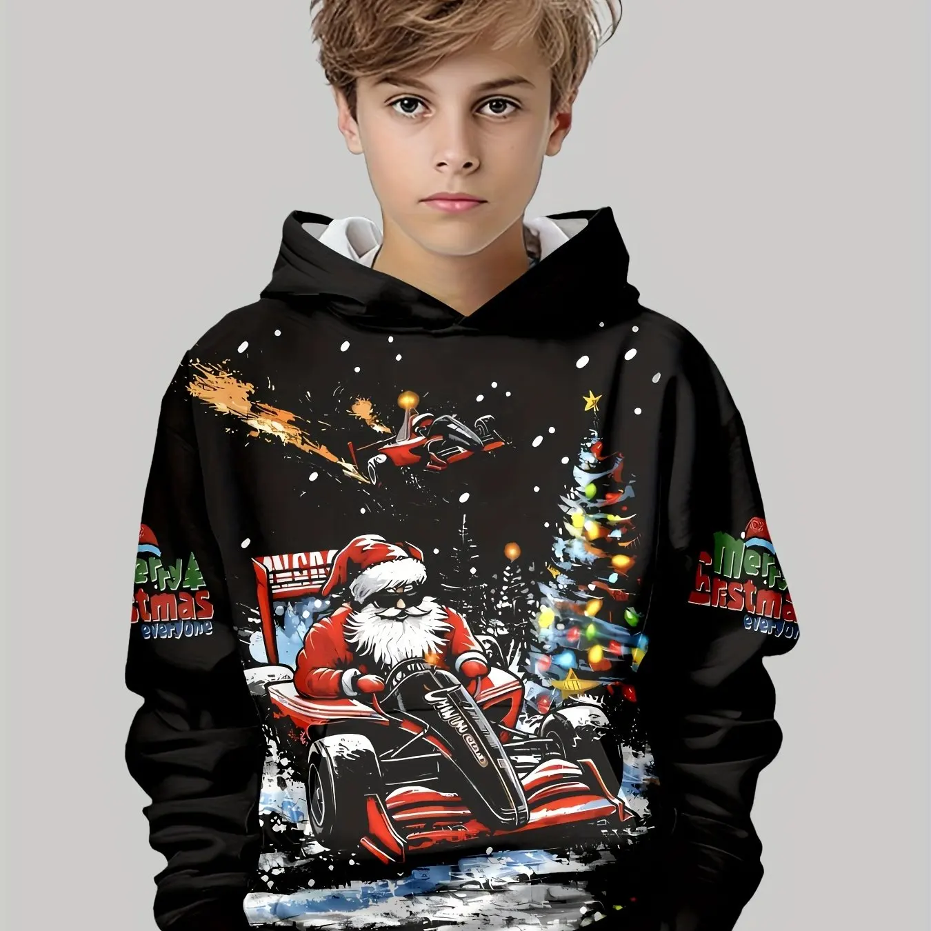 Kids Clothes Boys Hoodies Long Sleeve 3D Christmas Print Festive Atmosphere Girl Clothes Kids Spring Fall Clothes Boys Clothing