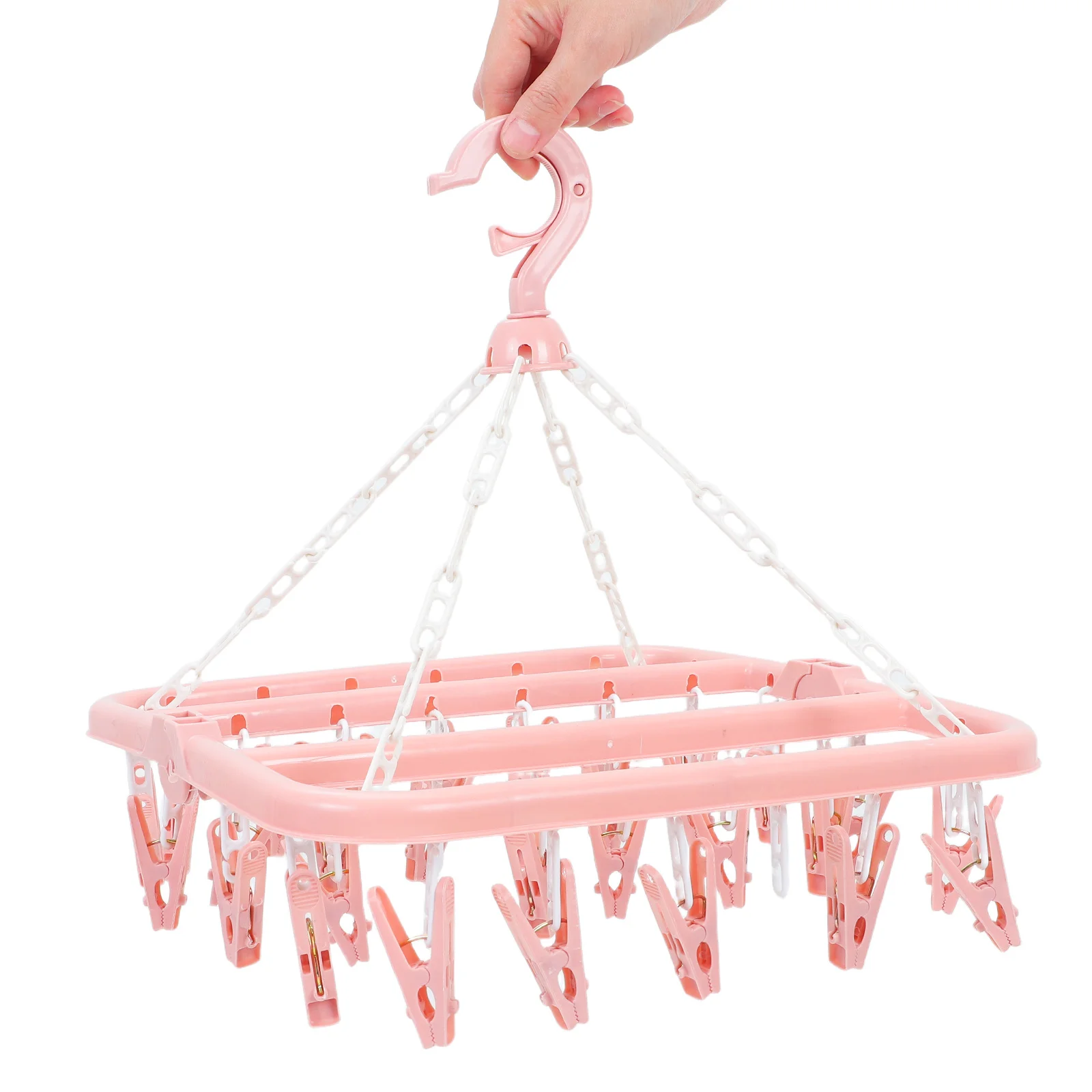 

2Pcs Clothes Drying Rack Foldable Laundry Hanger 32 Clips Multi Clip Sock Underwear Dry Holder Clothes Clip Hangers Clips