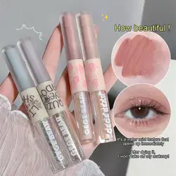 2 In 1 Double-head Glitter Liquid Eyeshadow Brightening Lightweight Waterproof Matte Blue-green Summer Lying Silkworm Eye Makeup