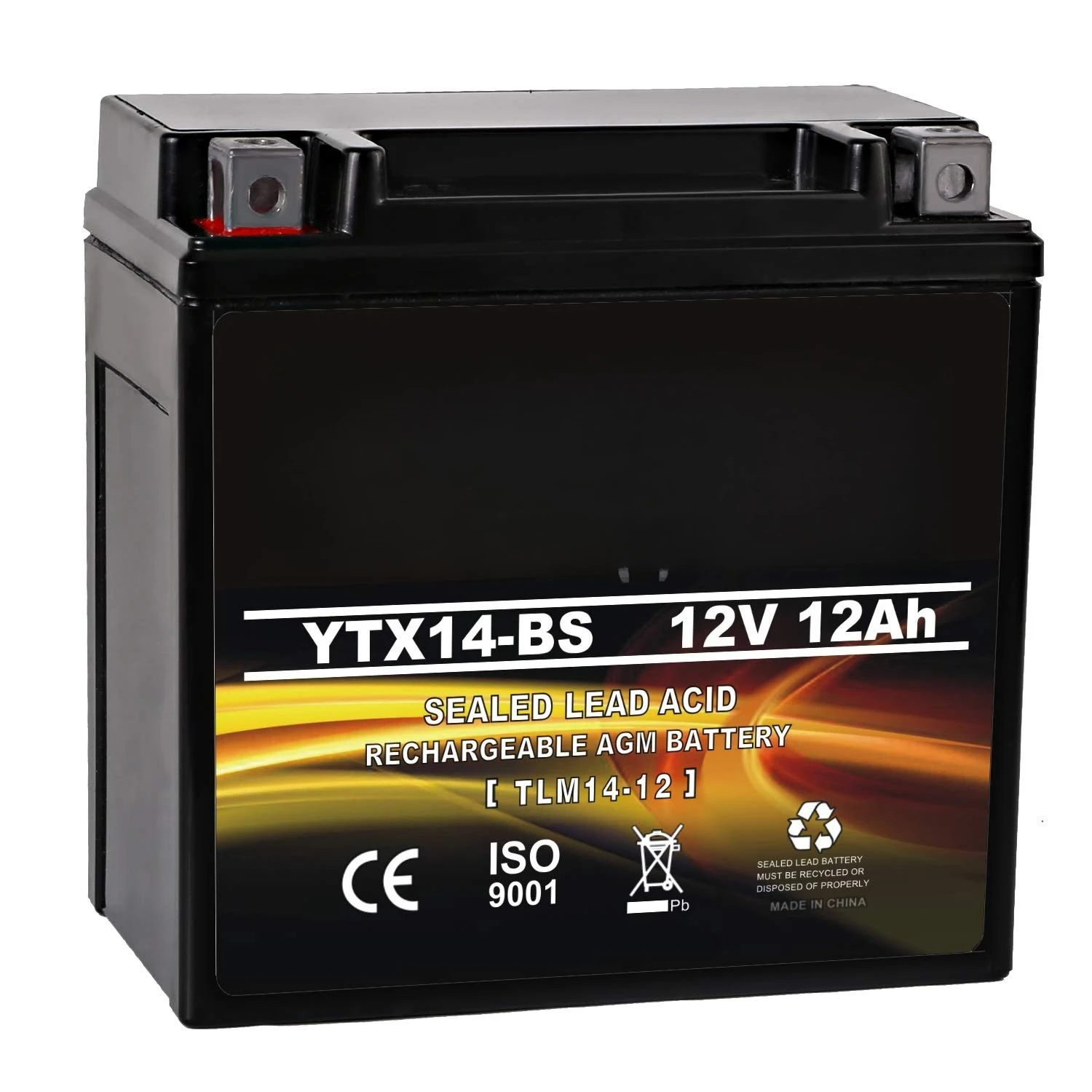 

YTX14 BS ATV Battery High Performance - Maintenance Free - Sealed AGM YTX14-BS Motorcycle Battery compatible with, Customized