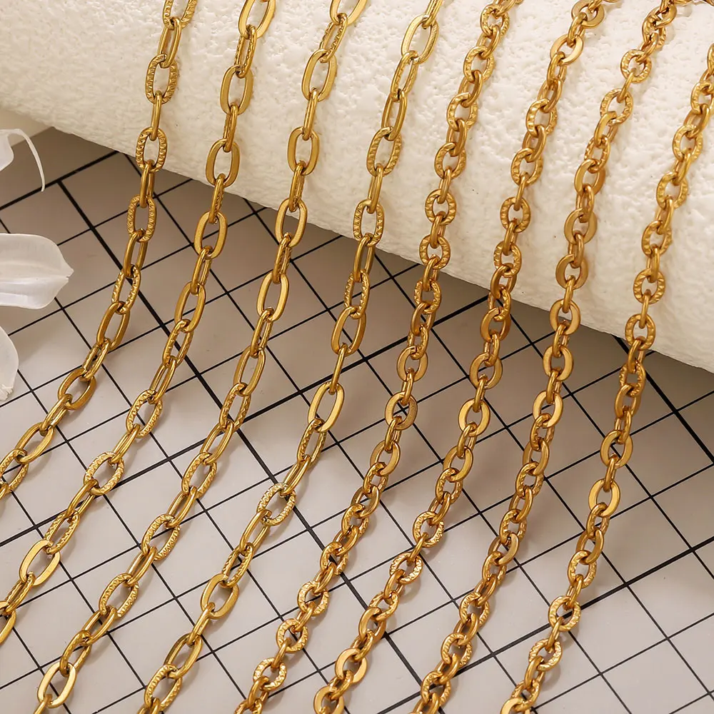 

1M Stainless Steel Oval Chain Cross Gold Chains for Jewelry Making Supplies DIY Necklace Keychains Craft Accessories Wholesale