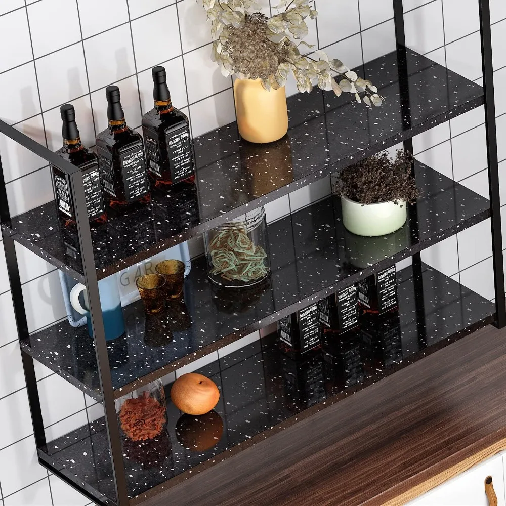 ورق اتصال قابل للتقشير واللصق بنمط الجرانيت باللونين الأبيض والأسود لطاولات المطبخ المقاومة للماء وتزيين الجدران، مقاس 36 × 197 بوصة