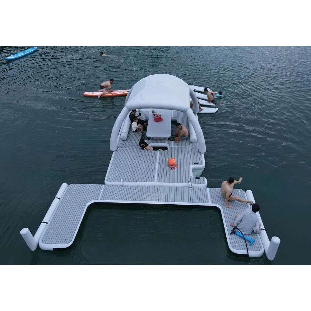 Hot-selling luxury inflatable floating island tent family party platform, suitable for yacht vacation