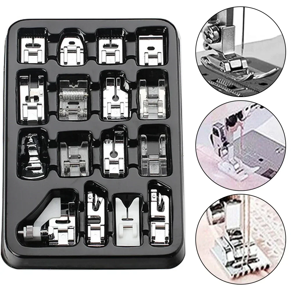 Sewing Machine Presser Feet Kit Universal 16pcs Feet Set With Clear Case For Brother Singer Janome Sewing Accessories