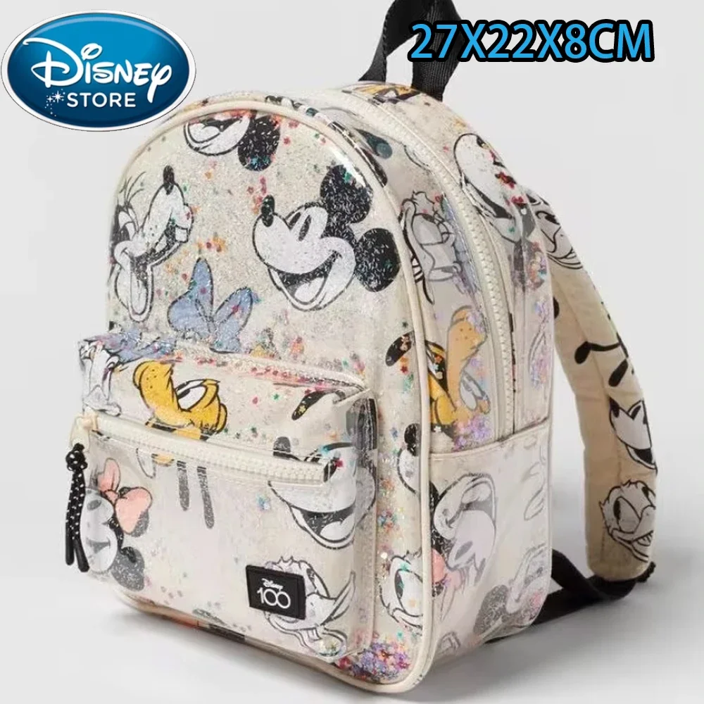 Disney Cartoon Backpack Women\'s Mickey Mouse Donald Duck Pattern Student School Bag Large Capacity Backpack Girls Shoulder Bag