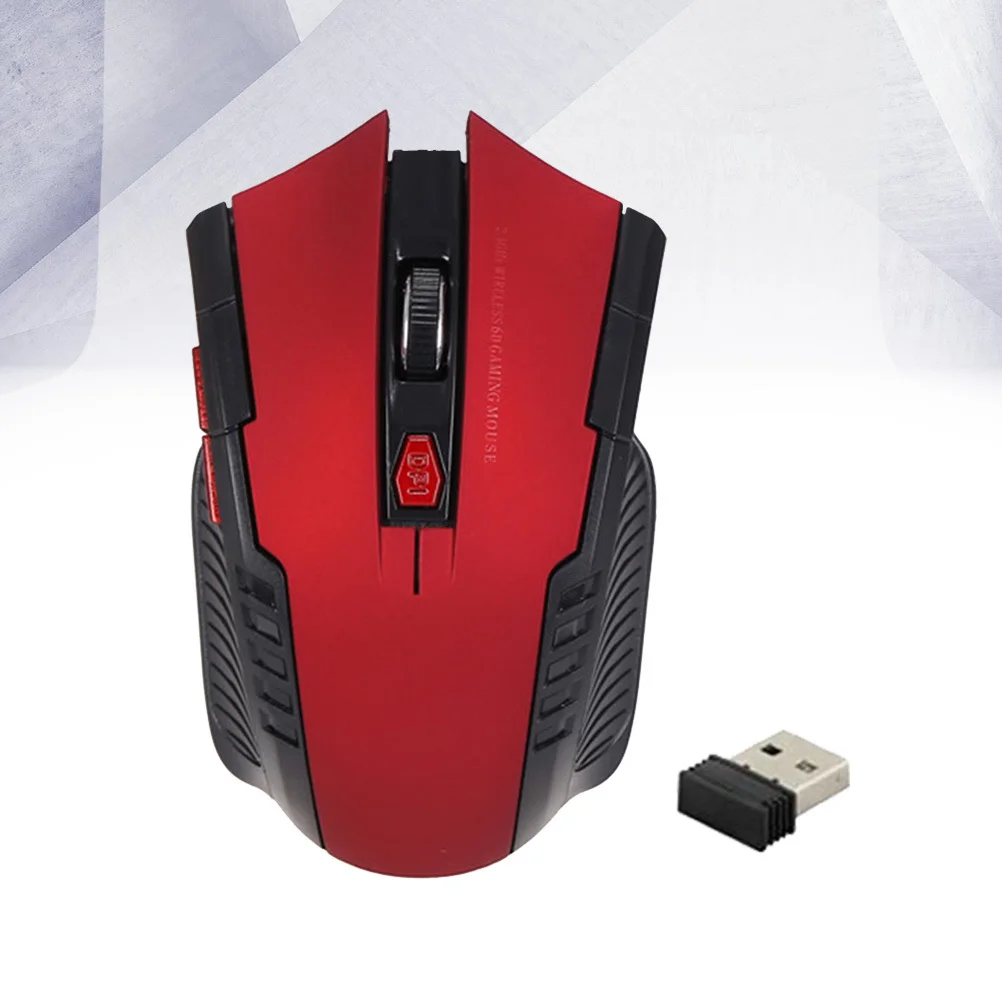 무선 게임 2.4Ghz 6 버튼 USB 광학 게임용 컴퓨터 빨간색 휴대용 경량 3단계 Dpi 10M 감지 거리 무선