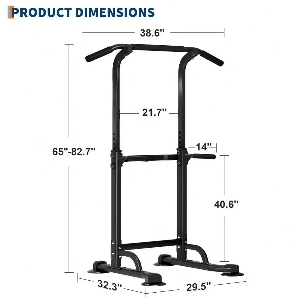 Gaderth Power Tower Dip Station With Adjustable Pull Up Bar, Free Standing Heavy Duty Strength Training Equipment For Home Gym, Multi-Function Chin Up Workout Station, 300 Lbs Capacity image 2