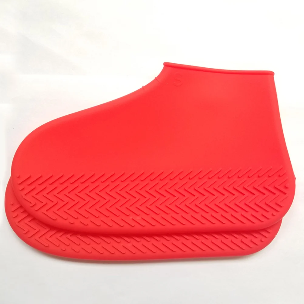 

Silicone Shoes Covers Thicken Wear Resistant Waterproof Anti-Skid Overshoes for Rainy Day Camping Travel Red L