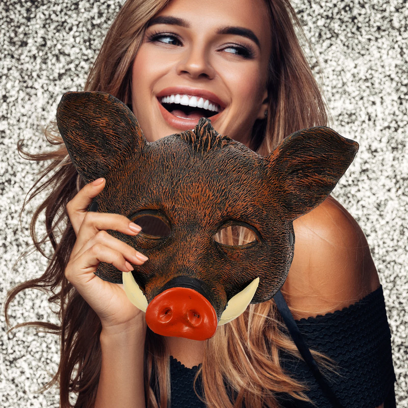 قناع الخنزير البري، صناعة متقنة، نمط رائع مثالي للحفلات التنكرية والهالوين، دعامة صور فريدة من نوعها على شكل حيوان