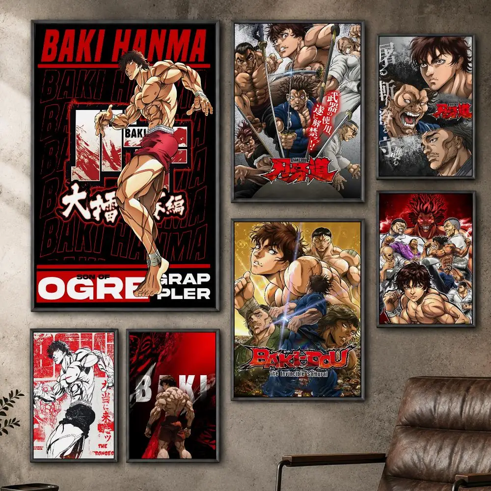Manga BAKI-DOU Martial Arts Poster  PP Self Adhesive Home Garage Dorm Bar Wall Decor Aesthetic Retro Gift