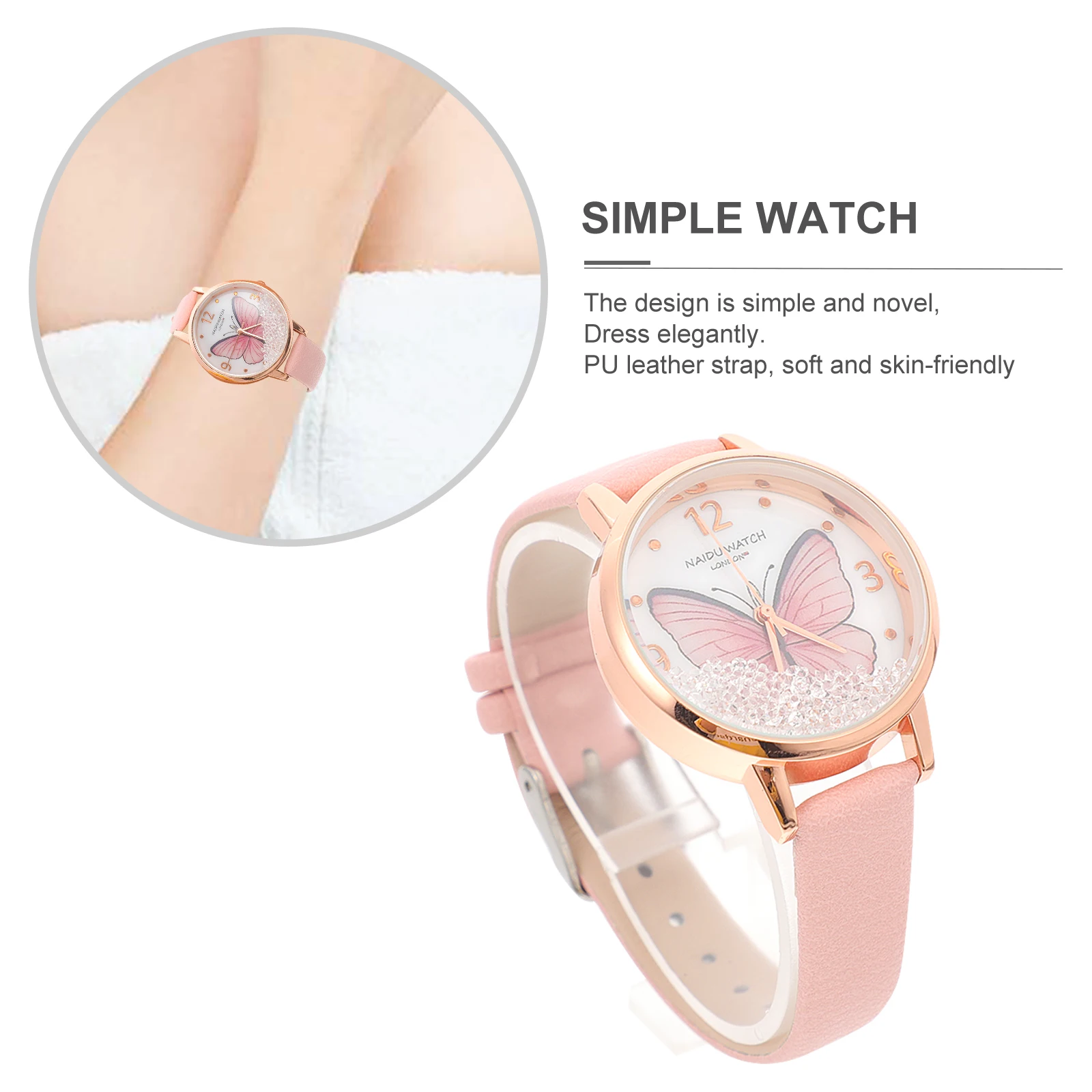 

1pc Double Dial Watch For Women Butterfly Wristwatch Fashion Quartz Bracelet Alloy Stainless Steel Imitation Gift Daily