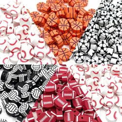 50/100pcs Clay Beads Tennis Football Basketball Baseball Polymer Spacer Beads for Jewelry Making DIY Bracelet Charm Pendant