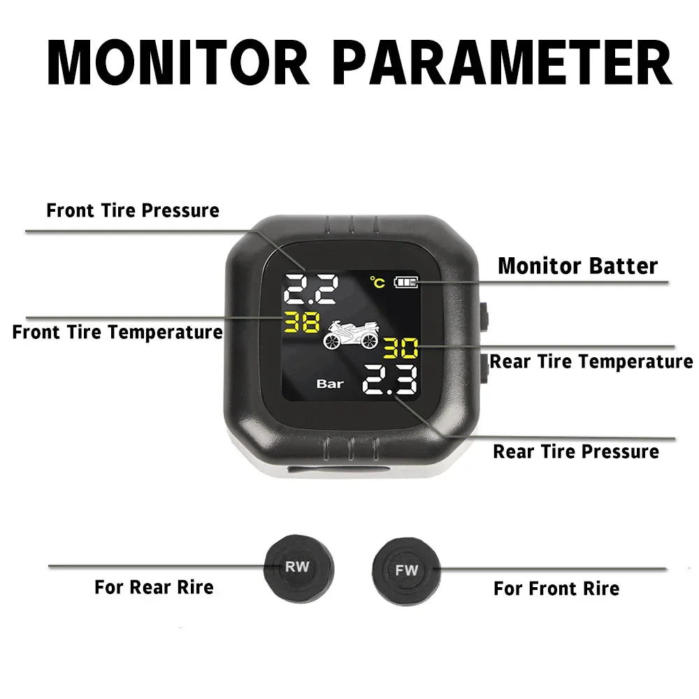 العالمي للدراجات النارية مراقبة ضغط الإطارات TPMS ، شاشة LCD لاسلكية ، التحول للحالة ، BMW R1200GS ، R1250GS ، G650GS ، F850GS