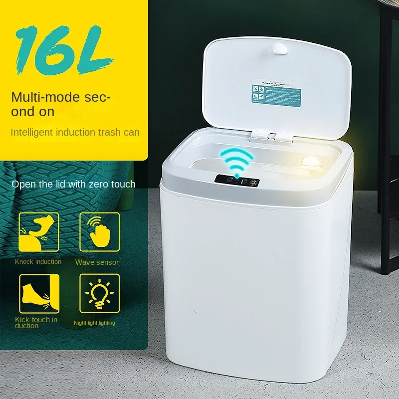 

Household Smart Sensor Trash Can Electronic Automatic Touch Sensor Trash Bin Kitchen Bathroom Living Room With LED Light Dustbin