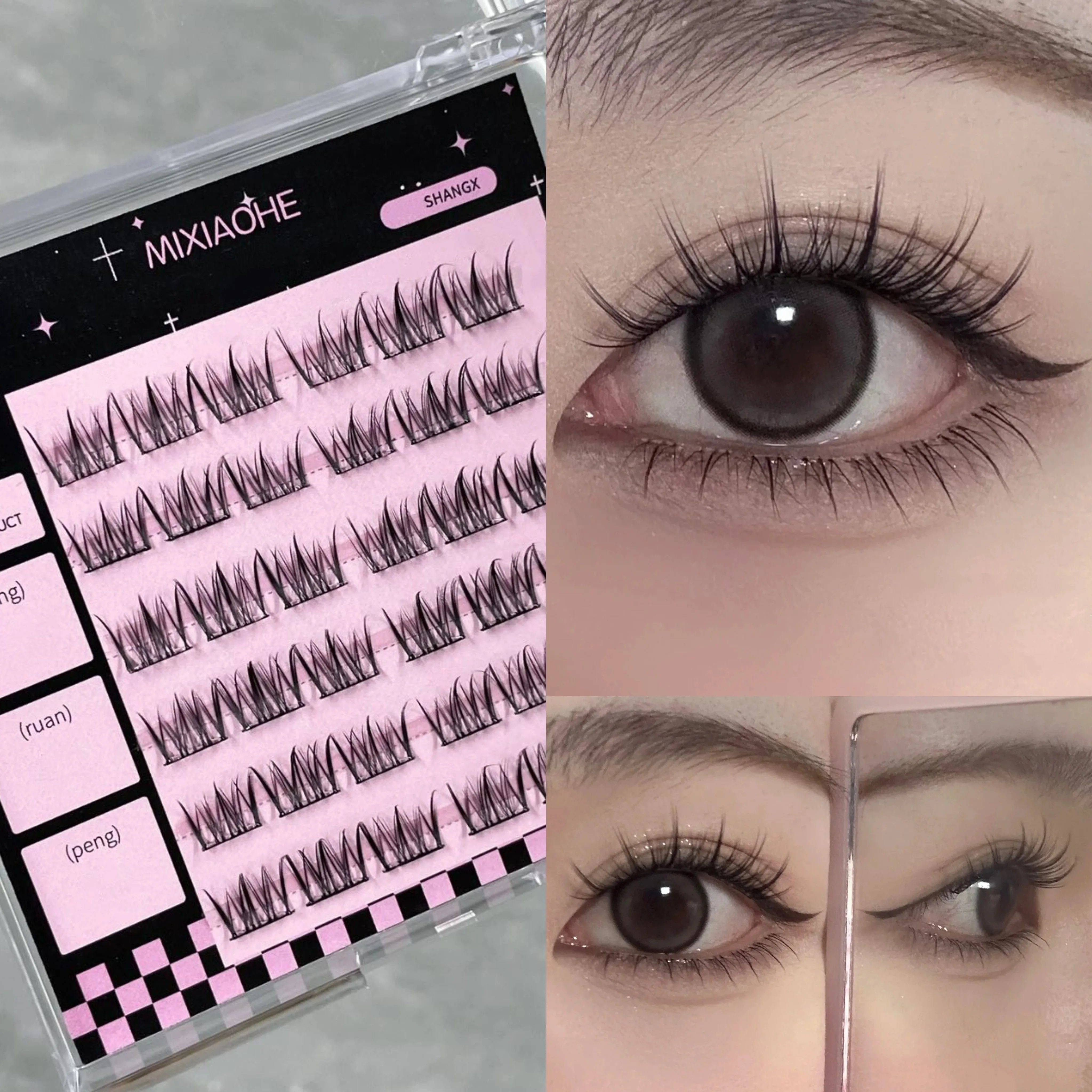 Mixiaohe Korean Pure Style Cluster Eyelashes 36 Clusters Ultra Light Realistic Easy to Apply for Daily Use Beginners