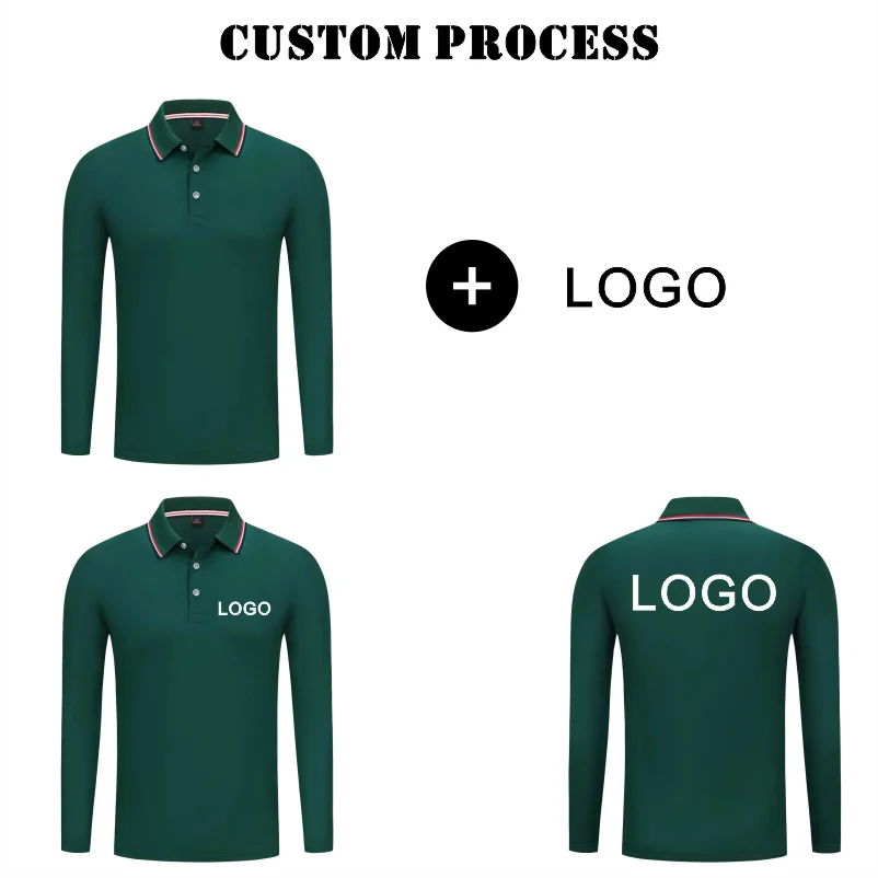 Business Quick-drying Long Sleeve Polo Shirt Custom Logo Printed  Embroidery Personal Design Breathable Men And Women Team Tops