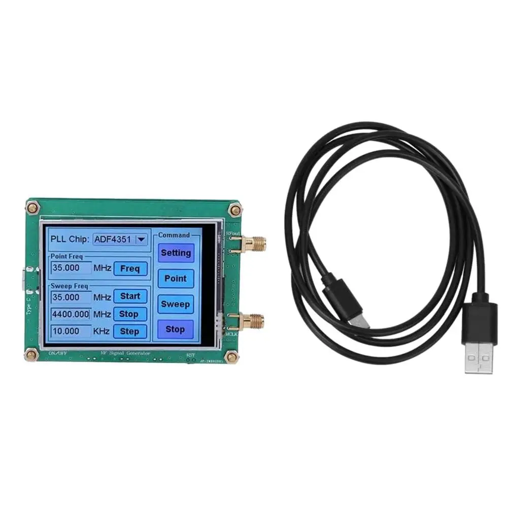 

Upgrade 0.5PPM full touch screen signal source 35-4400M ADF4351/0 point frequency sweep PC computer controllable