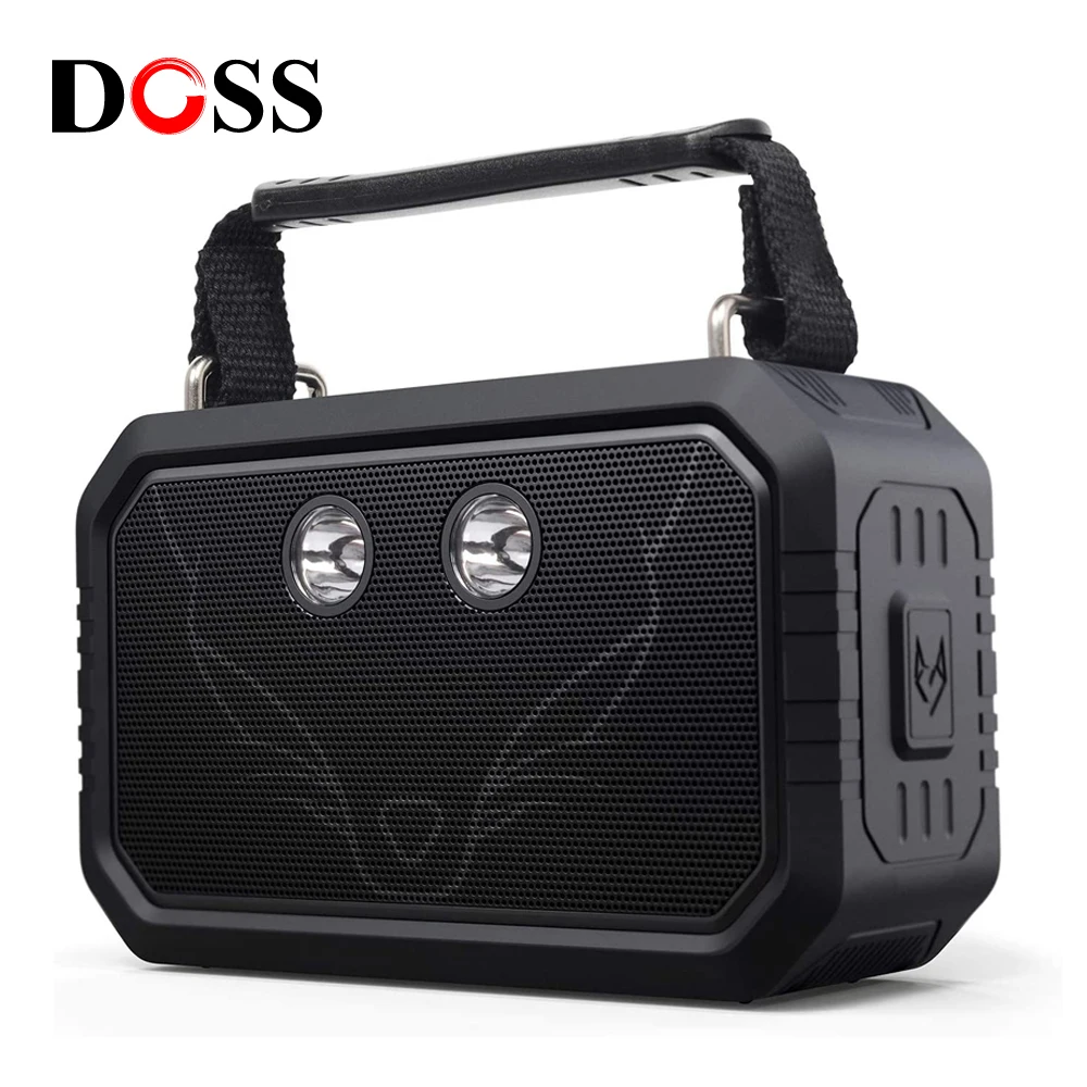 DOSS Portable Bluetooth Speaker Outdoor IPX6 Waterproof Sound Box Powerful 20W Sound & Bass Wireless Speakers + Flashlight Light