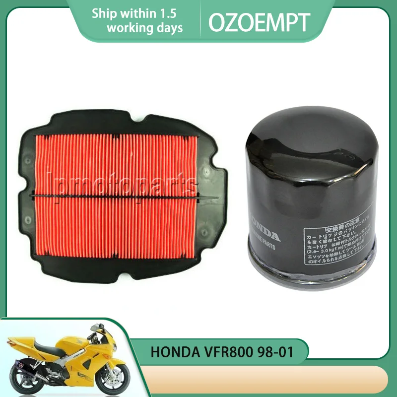 

OZOEMPT Motorcycle Air & Oil Filter Set Apply to HONDA VFR800 98-01