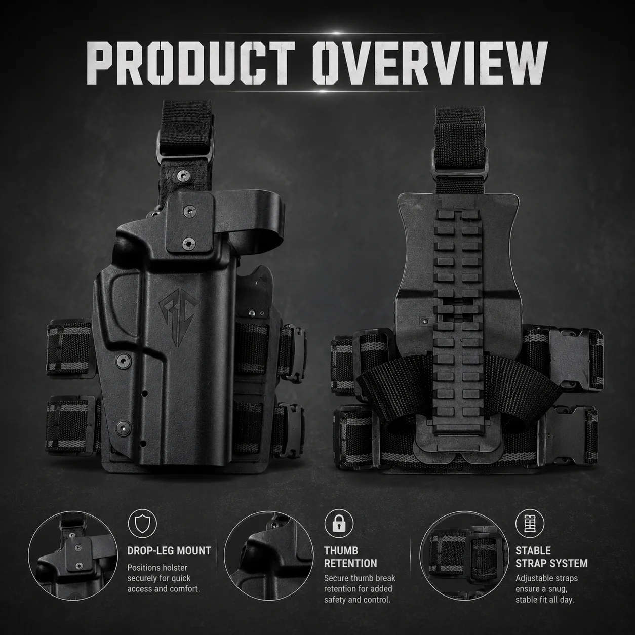 92A 92B 92G Tactical Holster Low Ride Thigh Platform Adjustable Leg Strap Quick Release Mount Accessories