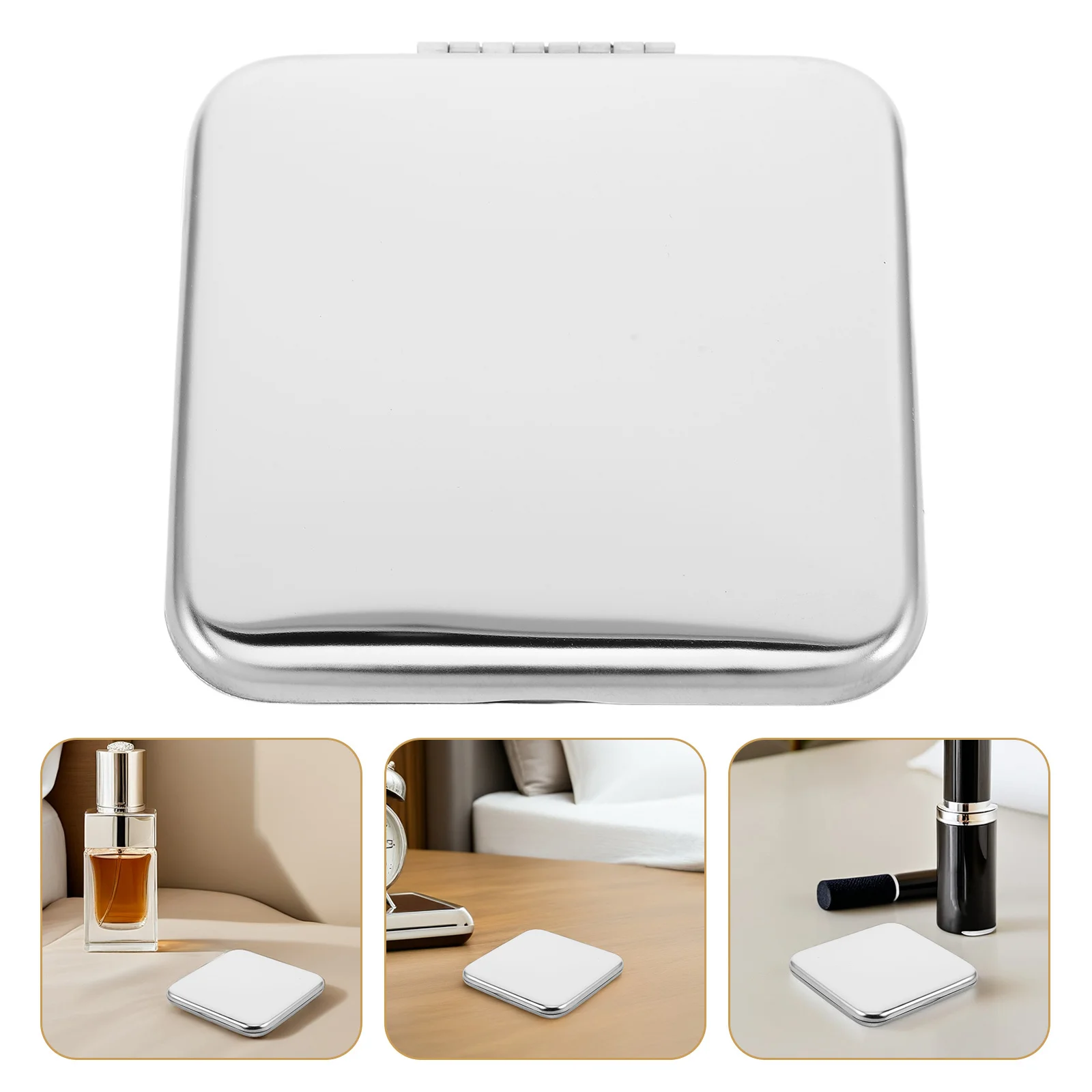 

Double-Sided Stainless Steel Makeup Mirror Compact Folding Pocket Handheld Travel Purse Magnifying Portable Mirror for Women