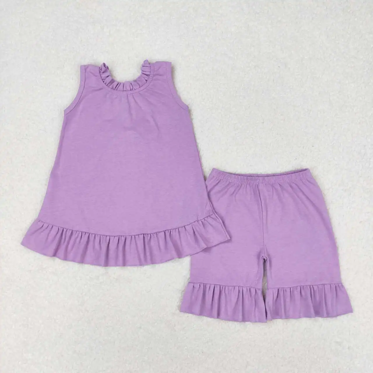 

GSSO0520 Toddler Girls Clothes Sleeveless Top With Shorts Set Cotton Kids Girls Summer Outfits