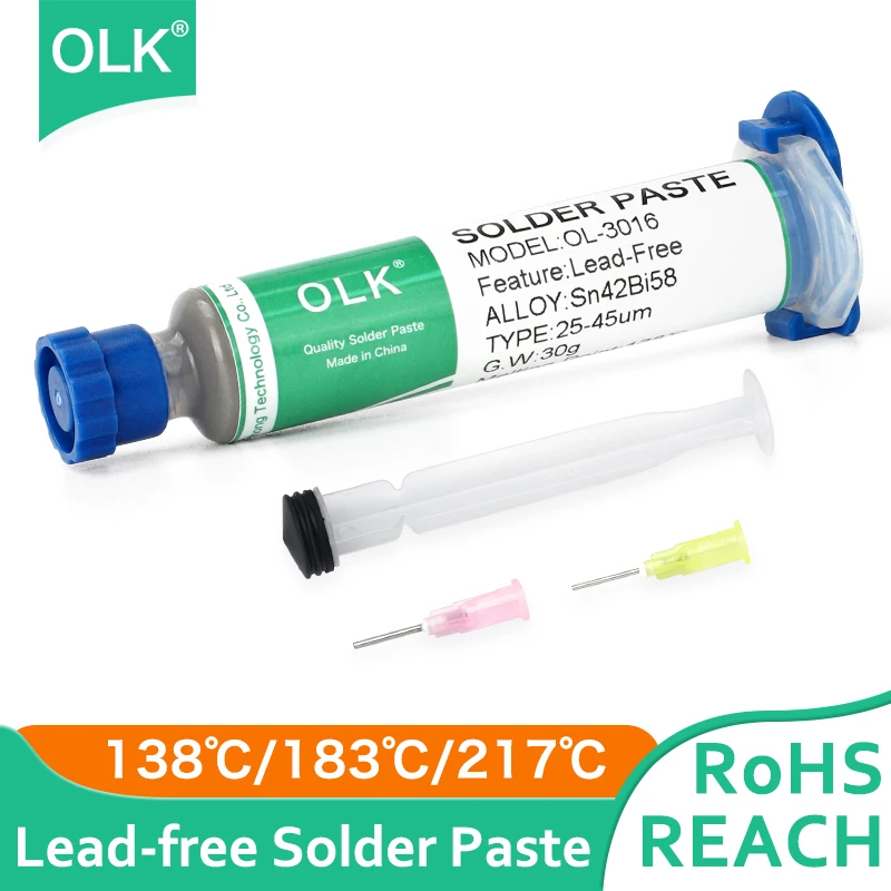 OLK 30/50g Solder Paste Welding Equipment Tools Sn42Bi58 Flux for Soldering Welder Liquid Lead-free SMD BGA PCB IC LED Repair