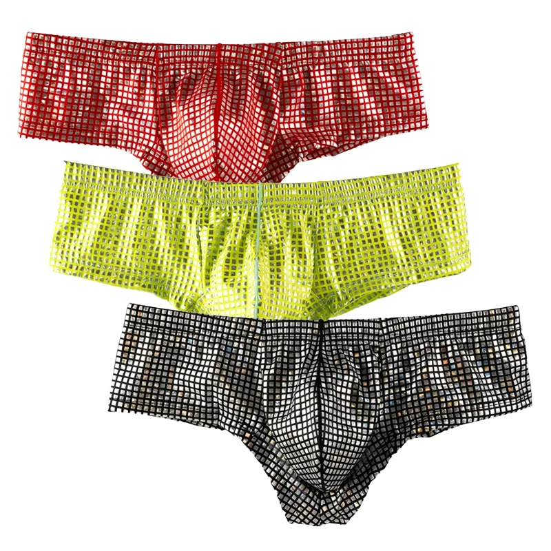3er-Pack Herren Sexy Boxershorts Unterwäsche Farbenfrohe Glatte Unterhosen mit Hohem Beinausschnitt und Niedriger Taille Herren-Lingerie Homewear Shorts