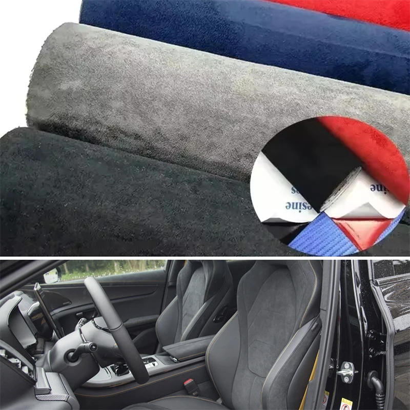 Alcantara Interior Wrap Roll Car Suede Self Adhesive Leather Fabric Vinyl Roll Velvet Film Auto Decoration Fabrics By The Meter