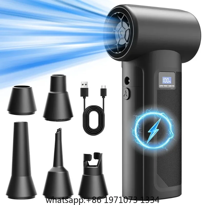 4-Gear Turbo Blower Jet Fan with LED Light Battery Display Cordless Compressed Air Duster