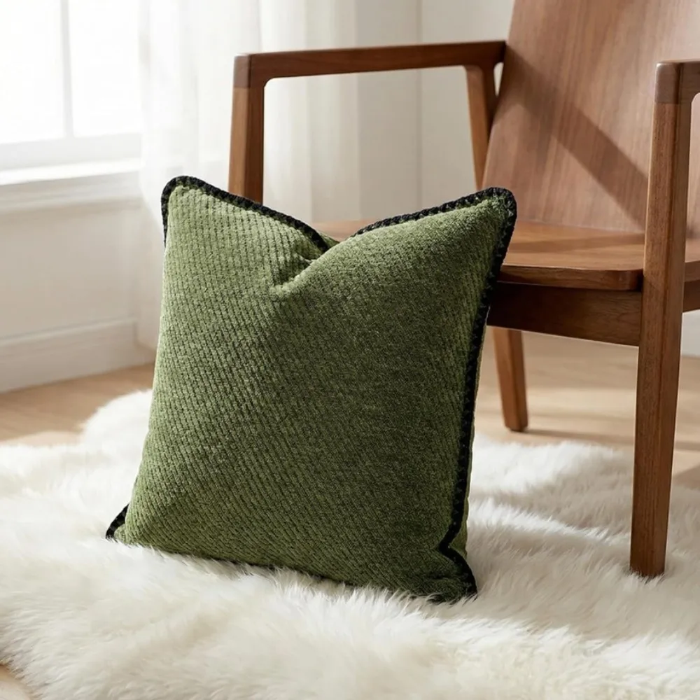 1/2PCS 45x45cm Chenille Velvet Pillow Cover 18x18inch Olive Green Throw Cushion Case Simple Decoration Pillowcase Gift Christma