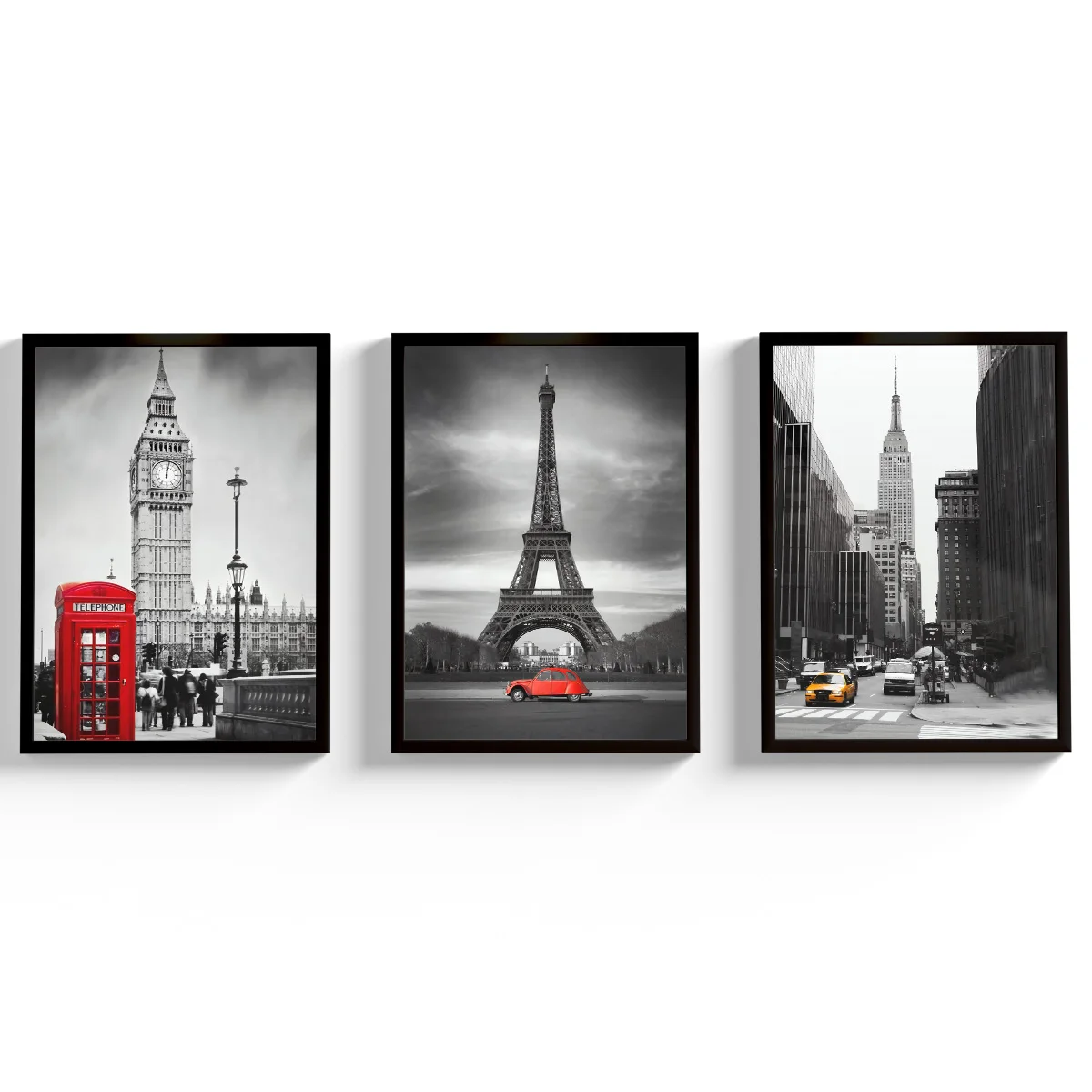 Quadros Decorativos Moldura Vidro Paris Londres Torre Eiffel