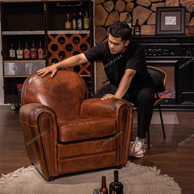 

French retro style shell sofa chair, second-hand cigar bar, whiskey lounge chair, sofa chair, cafe negotiation chair