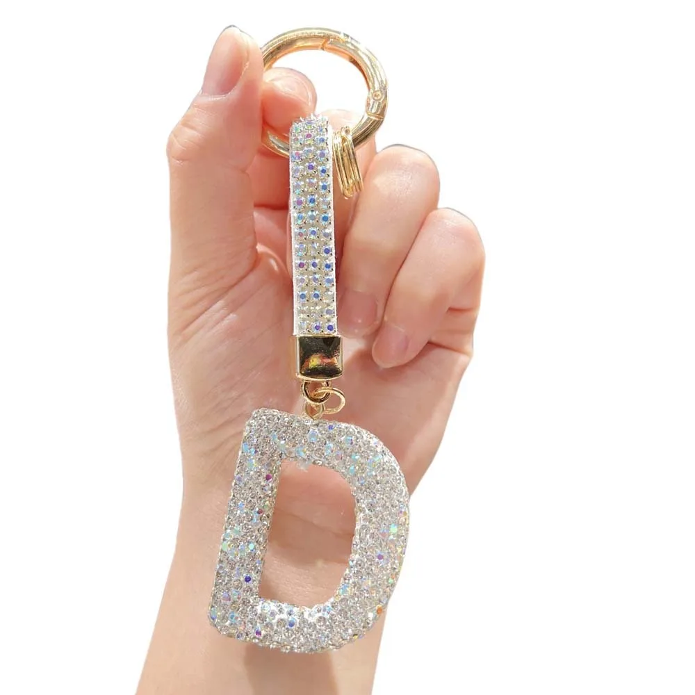 كامل الماس الماس الإنجليزية إلكتروني المفاتيح الإنجليزية حرف A إلى Z كريستال كبير قلادة قلادة فضية #1