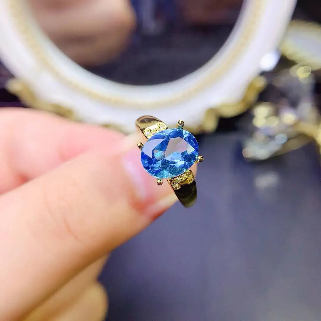 KJJEAXCMY New style Jewelry Natural Women's Topaz ring 925 silver inlay Colorful and splendid Crystal pure fire flash explosion
