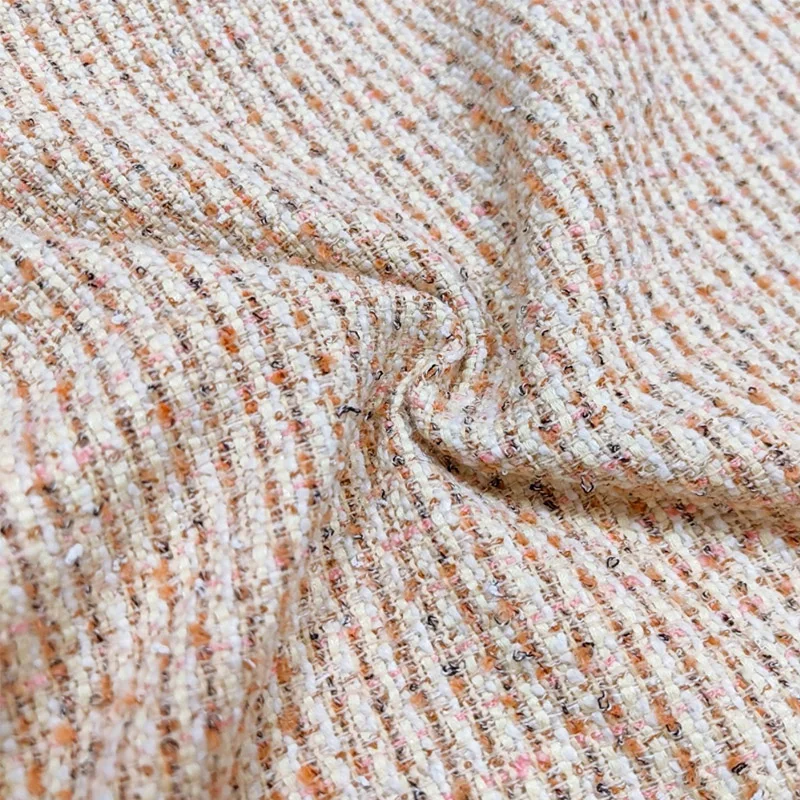 

Camel Stripe Wool Jacquard Yarn-Dyed Braide Tweed Fabric For Autumn Jacket Dress Suit Coat DIY Cloth Sewing Material
