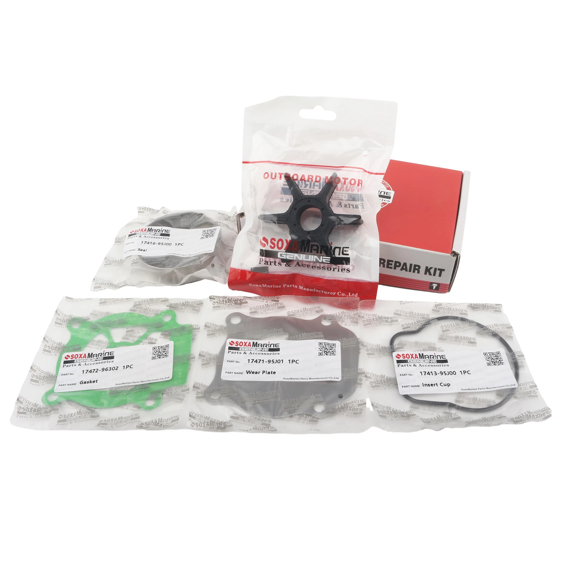 Water Pump Impeller Rebuild Kit Fits for Suzuki Outboard DF 40 50 60 HP 4-Stroke Boat Engine Models 17400-88L00 17400-88L01