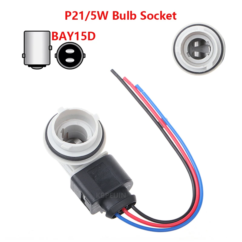 

1x For VW Beetle EuroVan Tail Light Socket 1157 BAY15D Bulb Holder Adapter With 3 Wires Connector Accessories
