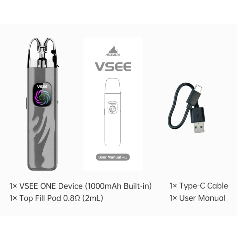 الأصلي Hellvape Vsee One Pod Vape Kit 1-30 واط 1000 مللي أمبير بطارية مع 2 مللي قدرة القرون 0.8ohm المرذاذ السجائر الإلكترونية