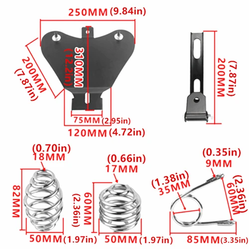 Imagen 2 del producto Cojín de asiento individual de cuero PU para motocicleta con soporte de resorte de 3 ""para Cruiser Chopper Sportster Bobber Cafe Racer Old School