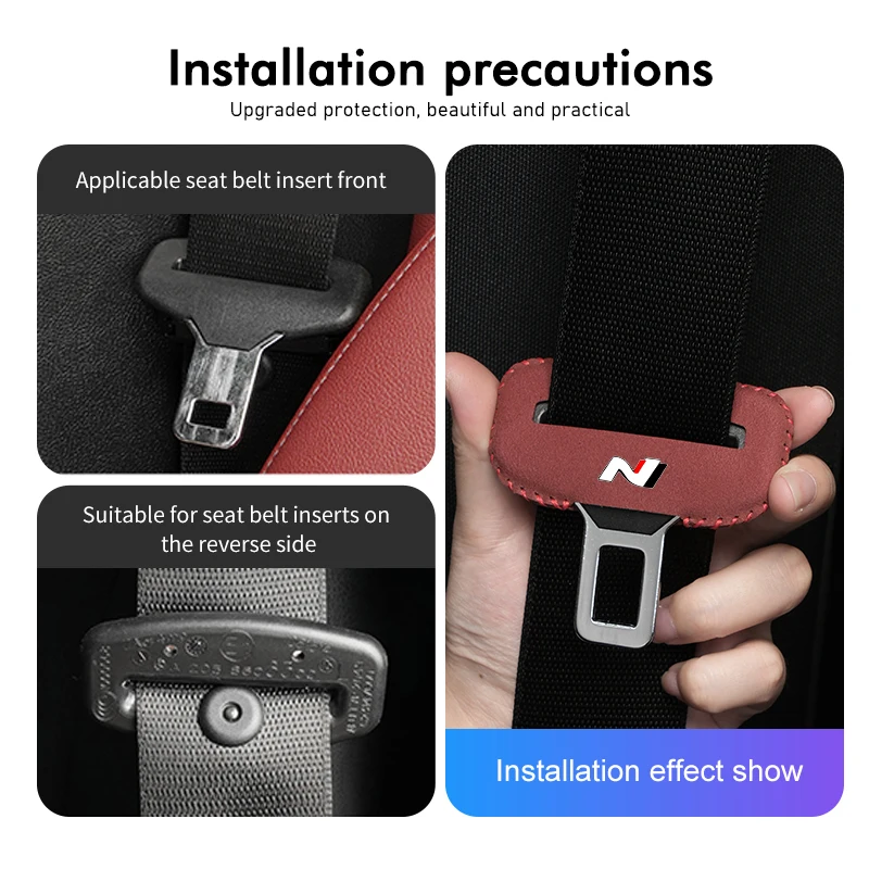 Suede Car Seat Belt Buckle Cover Anti-Scratch Protector Clip For Hyundai Sonata i30 i20 Tucson Elantra Kona N Line