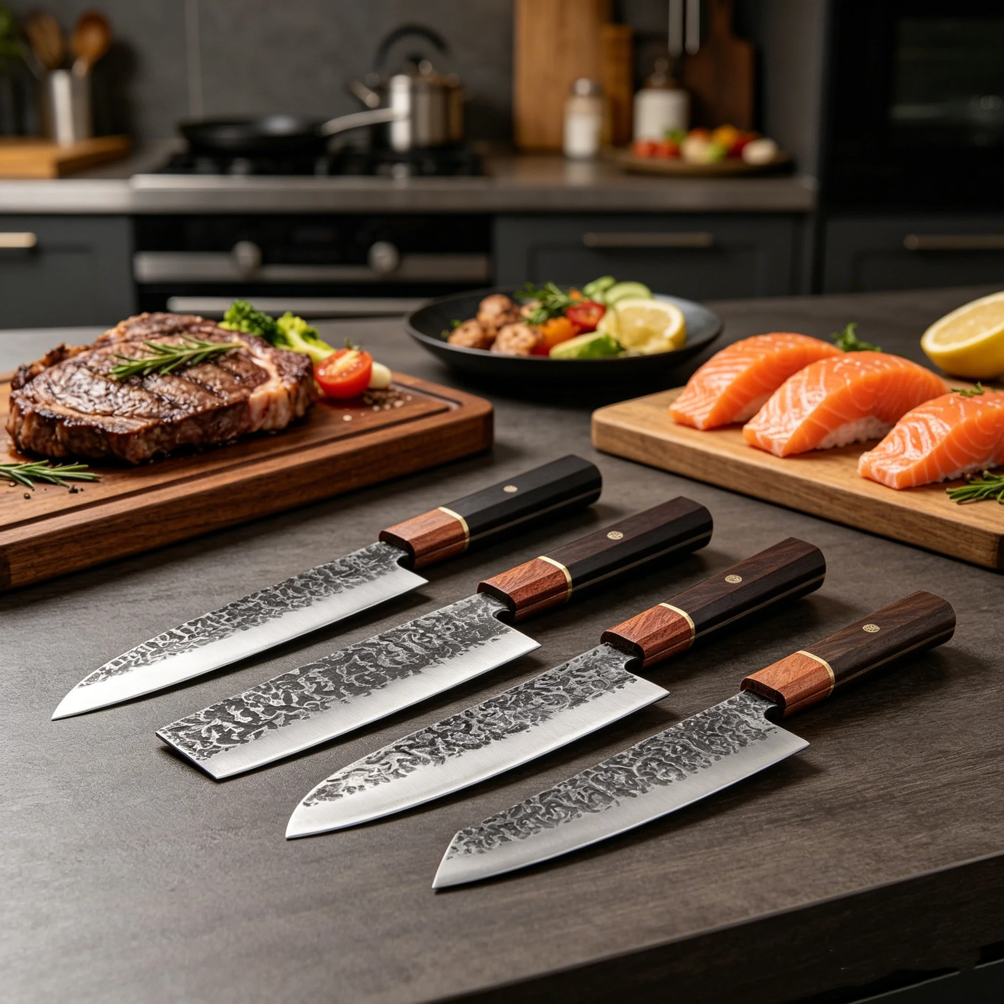 

WXCOO Professional Chef Knives Forged Kitchen Meat Cleaver Stainless Steel Slicing Knife Japanese Santoku Knife Sashimi Knife